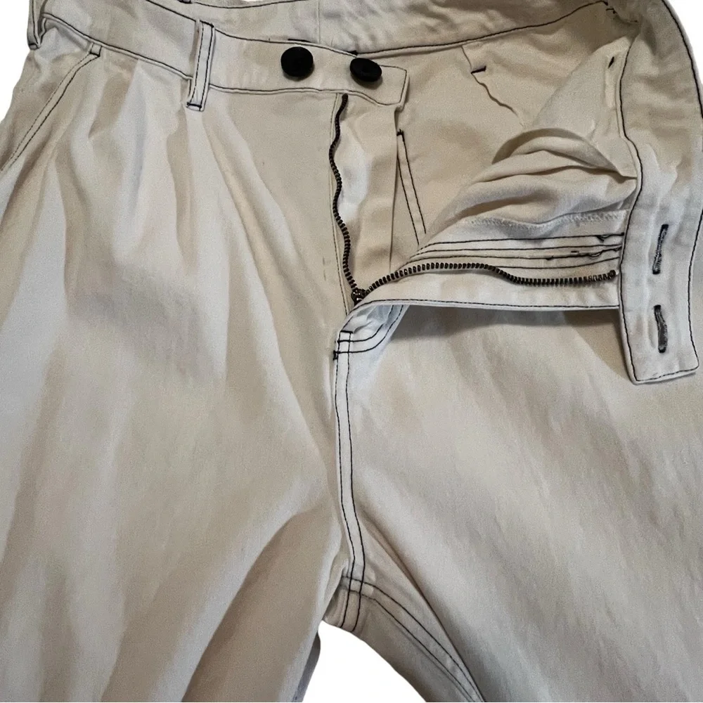 Monrow Wide Leg Pants In Off White Pockets High Rise Women’s M mom pleats - Picture 11 of 14